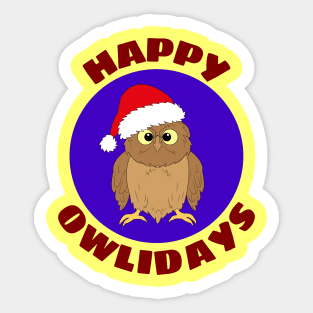 Happy Owlidays | Owl Pun Sticker